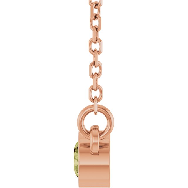 14K Rose Natural Green Sapphire Solitaire Necklace
