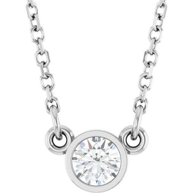 14K Rose 1/10 CT Natural Diamond Solitaire Necklace