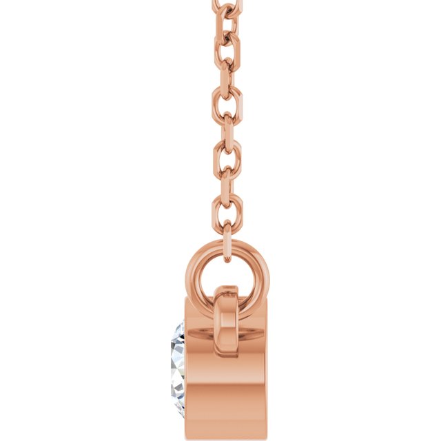 14K Rose 1/6 CT Natural Diamond Solitaire Necklace