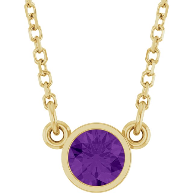 14K Rose Natural Amethyst Solitaire Necklace