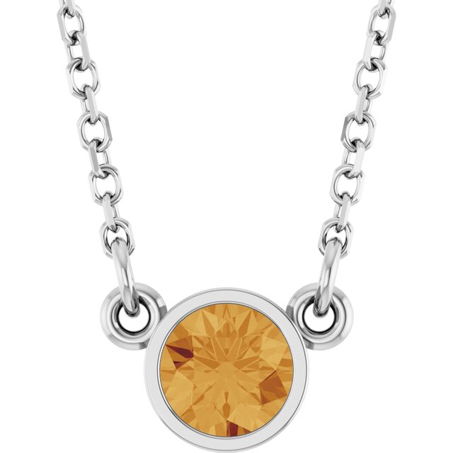 14K Rose Natural Citrine Solitaire Necklace