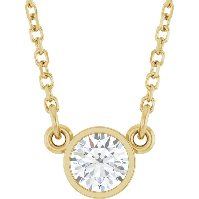 14K Rose 1/6 CT Natural Diamond Solitaire Necklace