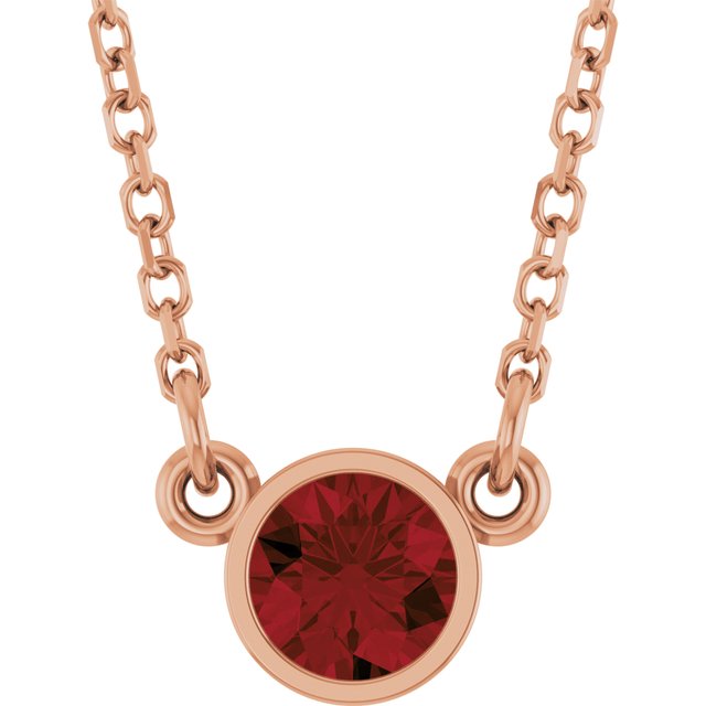 14K Rose Natural Mozambique Garnet Solitaire Necklace