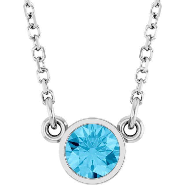 14K Rose Natural Aquamarine Solitaire Necklace