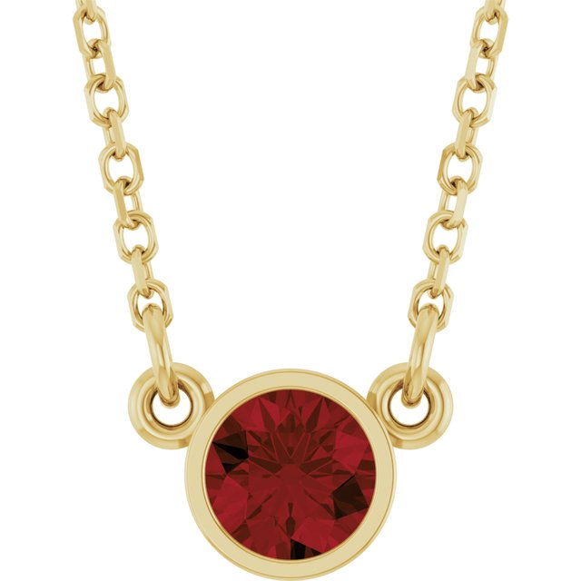 14K Rose Natural Mozambique Garnet Solitaire Necklace