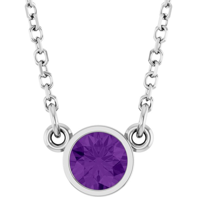 14K Rose Natural Amethyst Solitaire Necklace