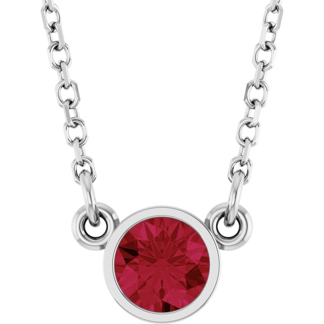 14K Rose Natural Ruby Solitaire Necklace