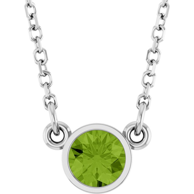 14K Rose Natural Peridot Solitaire Necklace