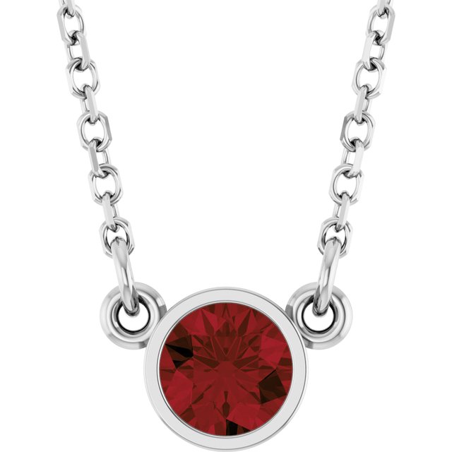 14K Rose Natural Mozambique Garnet Solitaire Necklace