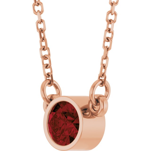 14K Rose Natural Mozambique Garnet Solitaire Necklace