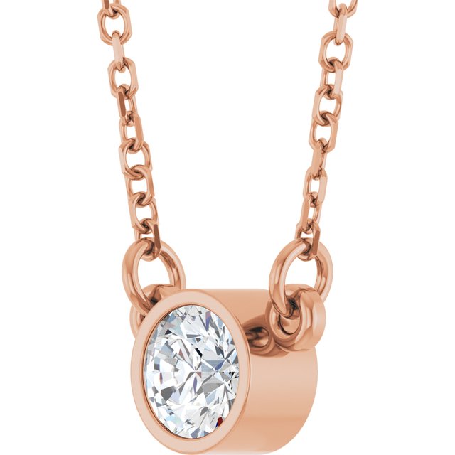 14K Rose 1/4 CT Natural Diamond Solitaire Necklace