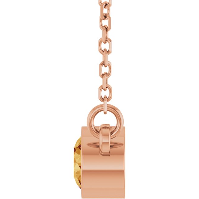 14K Rose Natural Citrine Solitaire Necklace