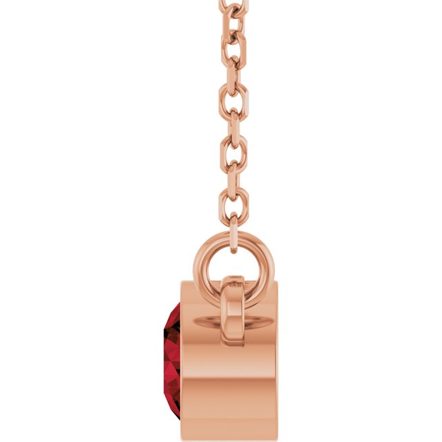 14K Rose Natural Mozambique Garnet Solitaire Necklace