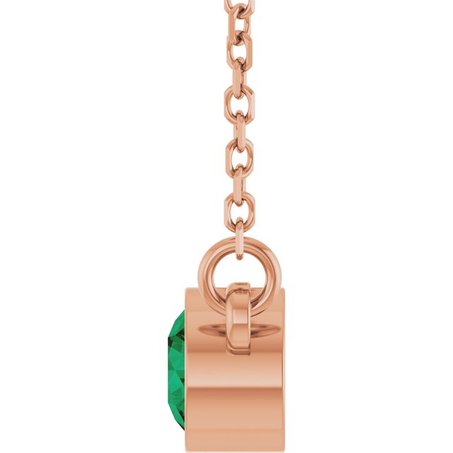 14K Rose Natural Emerald Solitaire Necklace