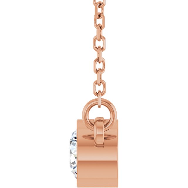 14K Rose 1/4 CT Natural Diamond Solitaire Necklace