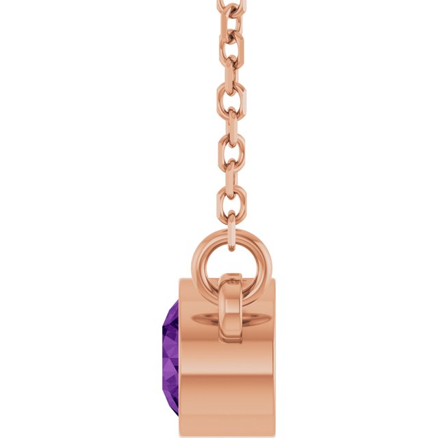 14K Rose Natural Amethyst Solitaire Necklace