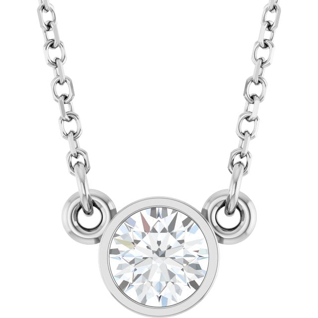 14K Rose 1/3 CT Natural Diamond Solitaire Necklace