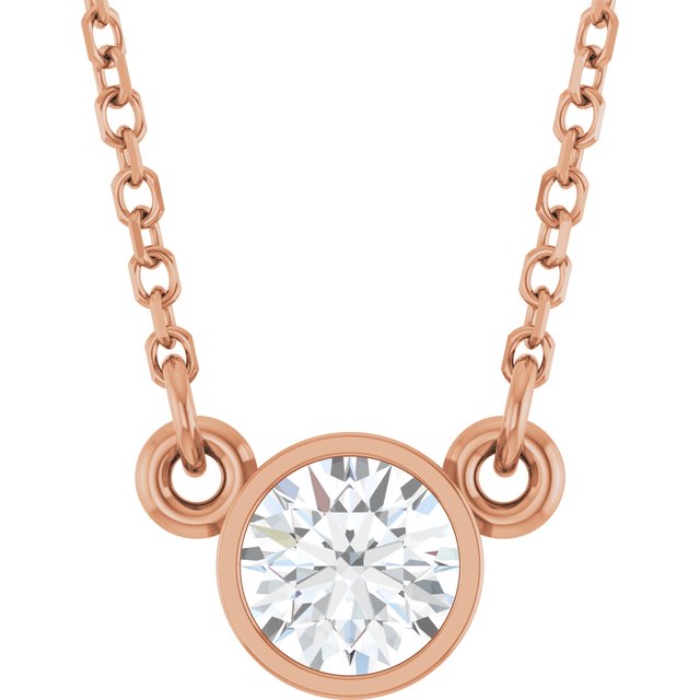 14K Rose 1/3 CT Natural Diamond Solitaire Necklace