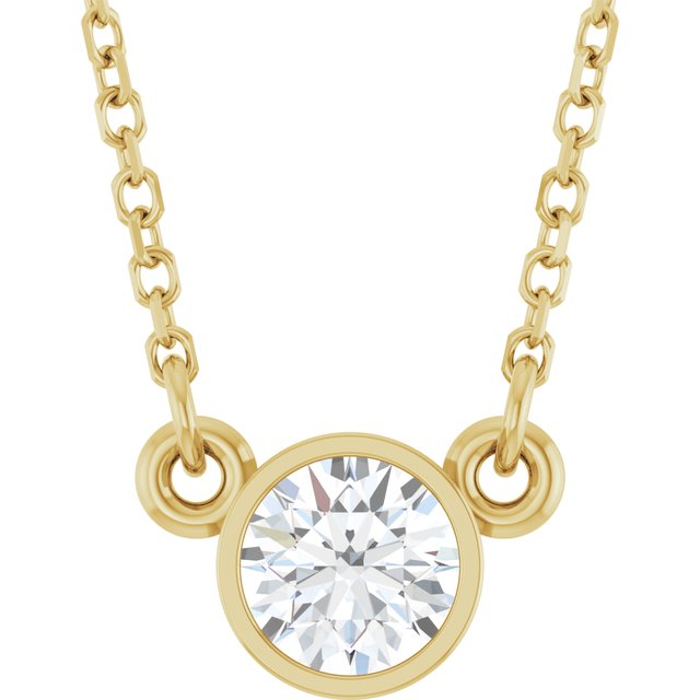 14K Rose 1/3 CT Natural Diamond Solitaire Necklace