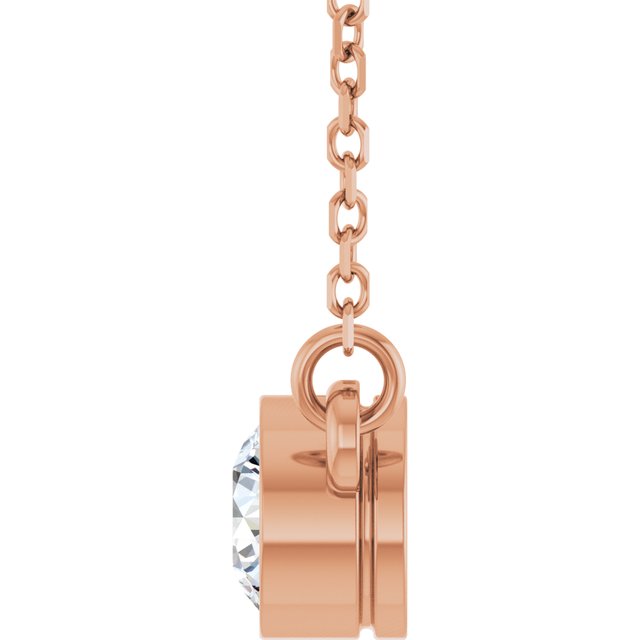 14K Rose 1/3 CT Natural Diamond Solitaire Necklace