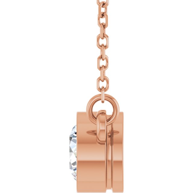 14K Rose 1/2 CT Natural Diamond Solitaire Necklace