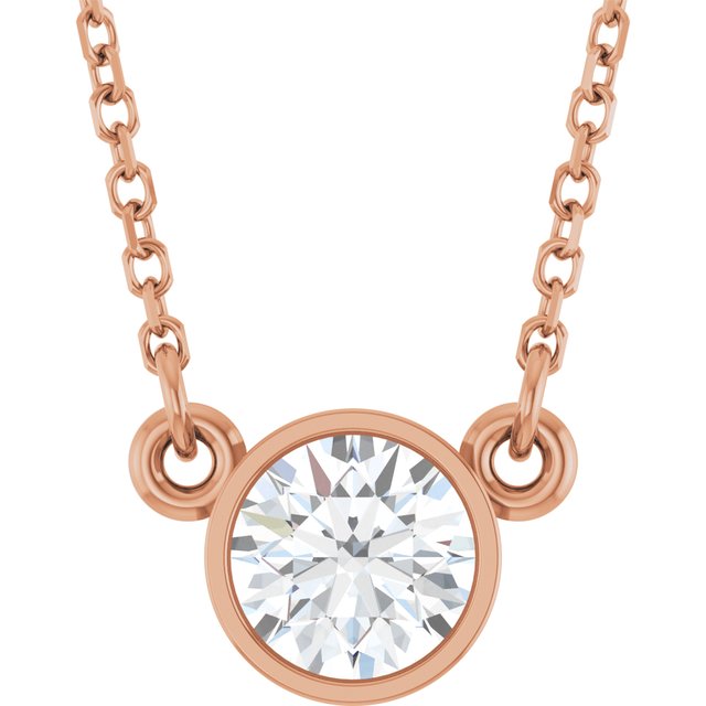 14K Rose 1/2 CT Natural Diamond Solitaire Necklace