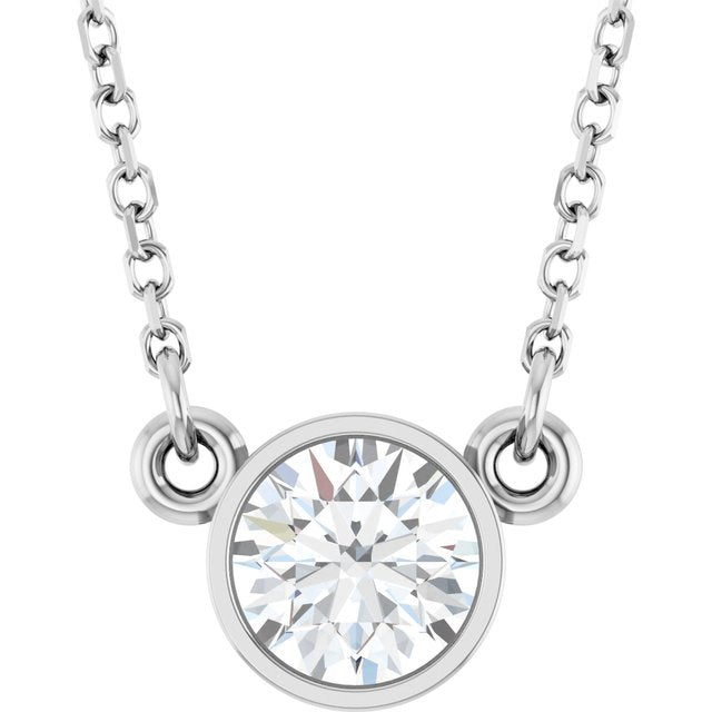 14K Rose 1/2 CT Natural Diamond Solitaire Necklace