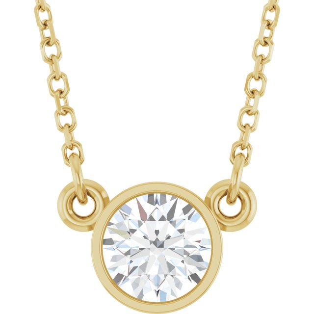 14K Rose 1/2 CT Natural Diamond Solitaire Necklace
