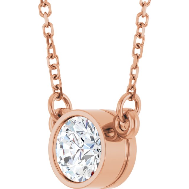 14K Rose 1/2 CT Natural Diamond Solitaire Necklace