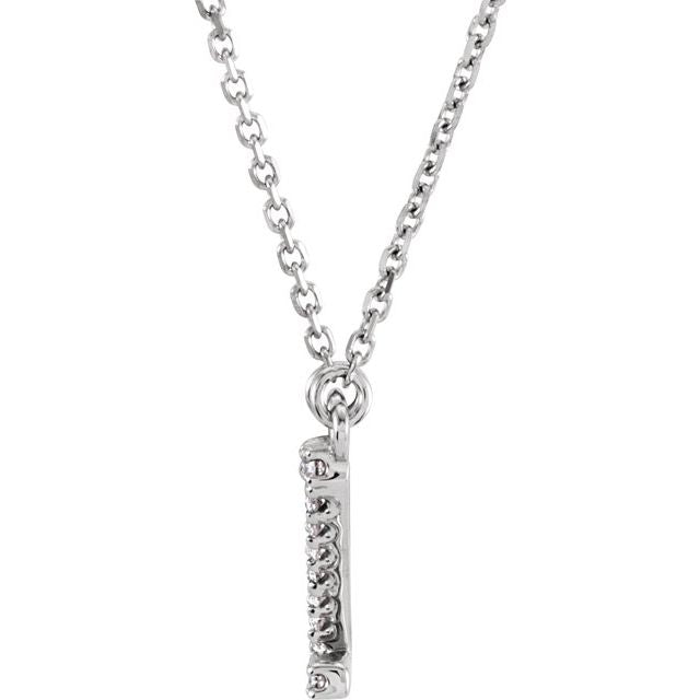 14K White Natural Diamond Initial Z Necklace