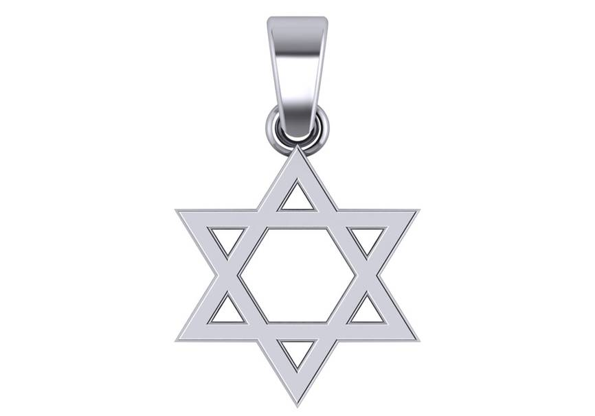 DFJ 14 Karat Yellow Gold Polished Star of David Necklace