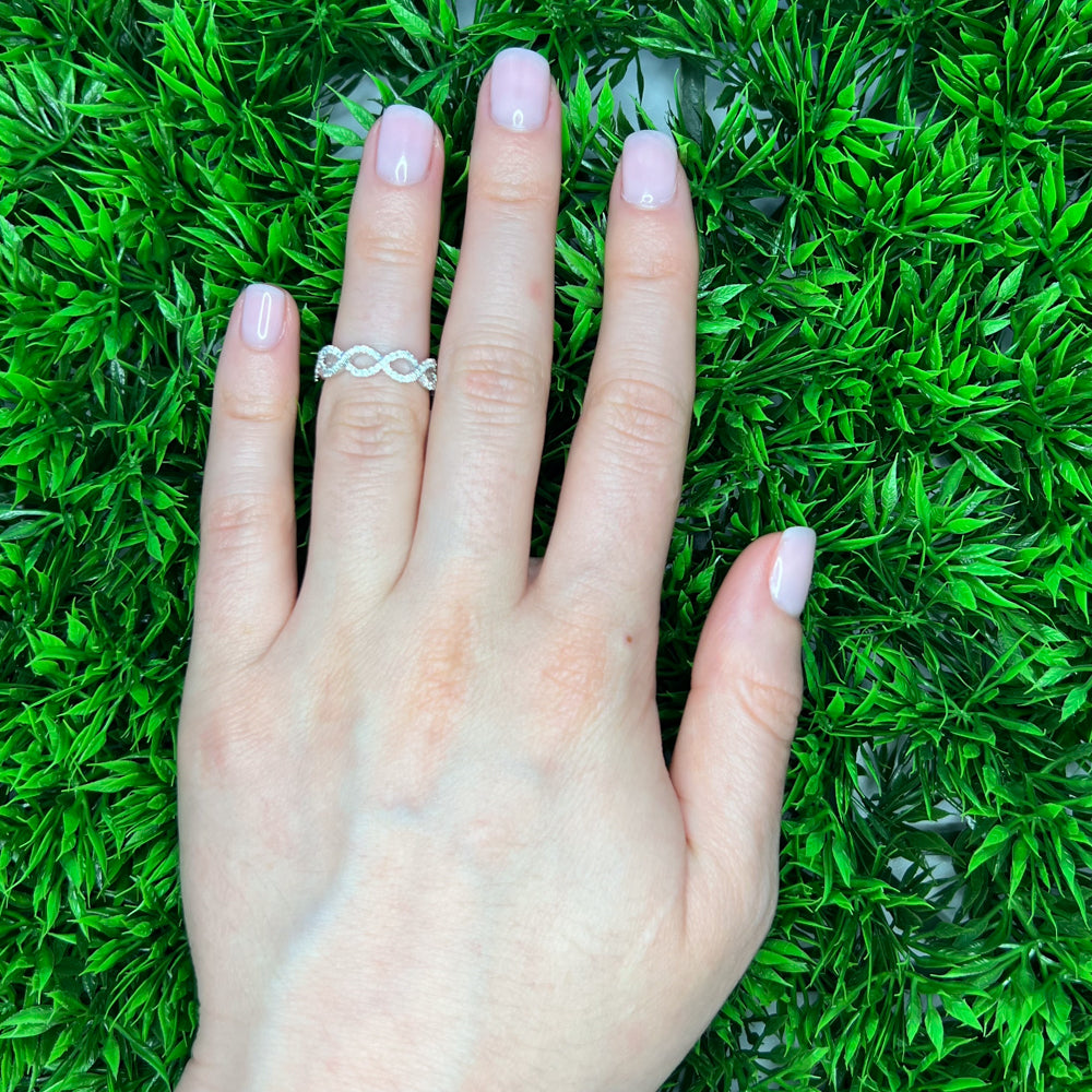 DFJ 14 Karat White Gold Pave Set Diamond Band, 0.45tw