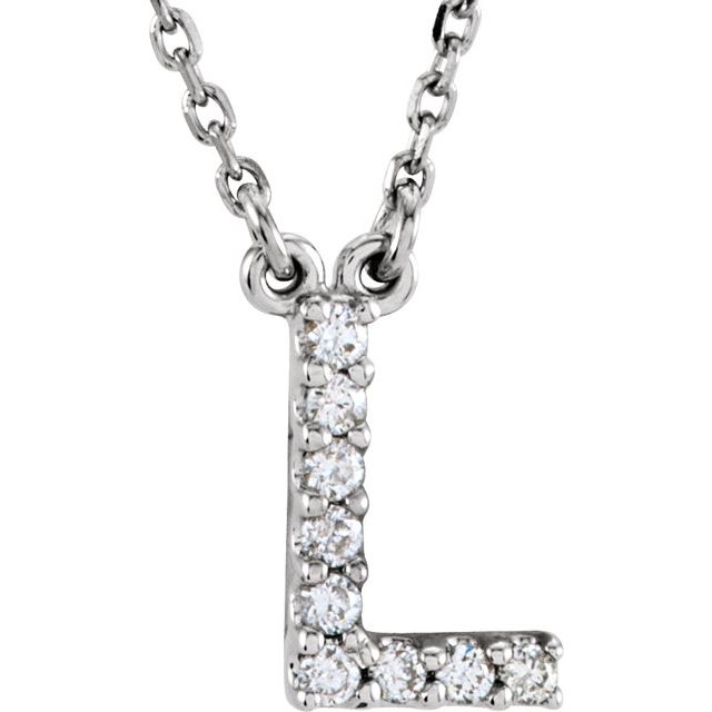 14K Rose Natural Diamond Initial F Necklace