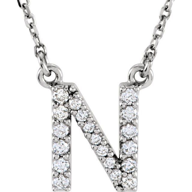 14K Rose Natural Diamond Initial J Necklace