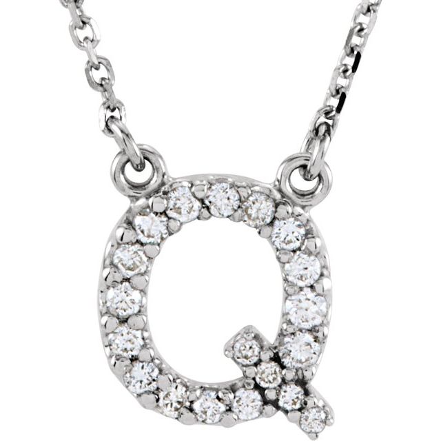 14K Rose Natural Diamond Initial C Necklace