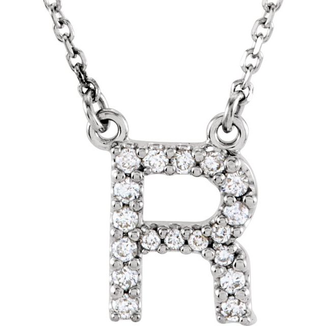 14K Rose Natural Diamond Initial M Necklace