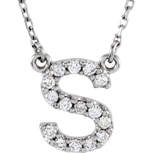 14K Rose Initial V Dangle Necklace