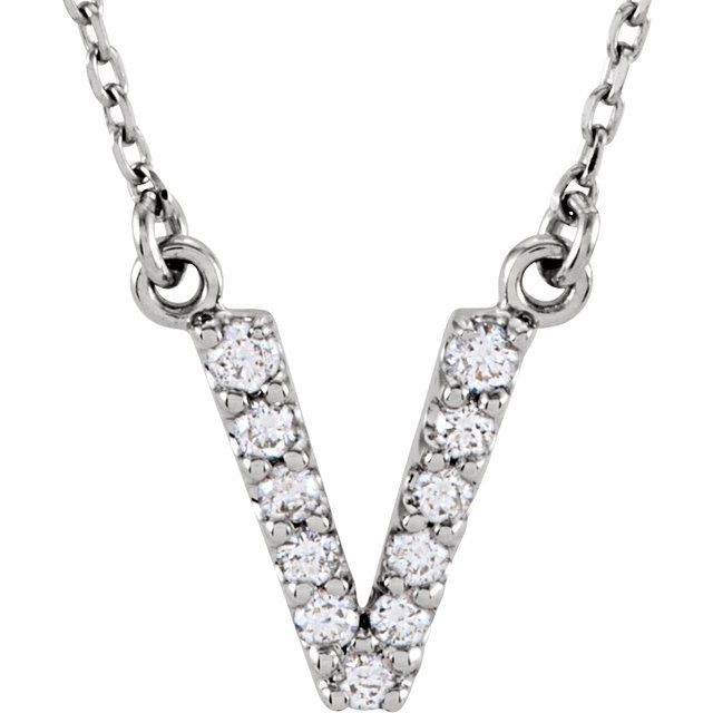14K Rose Natural Diamond Initial N Necklace