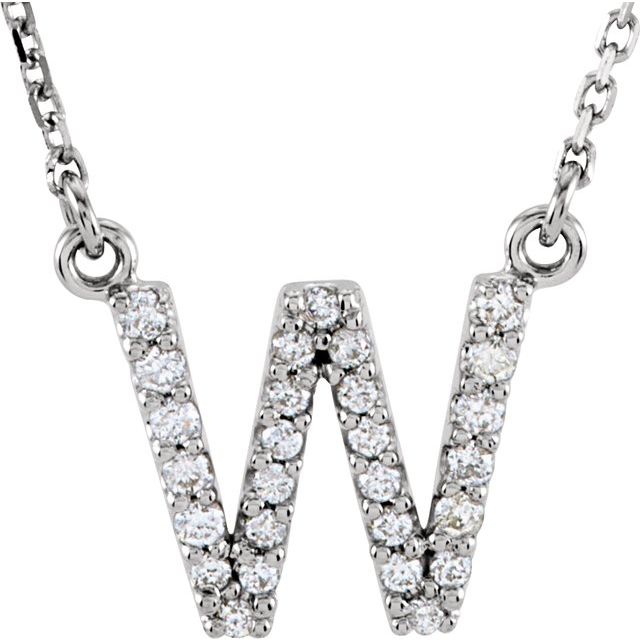 14K Rose Natural Diamond Initial R Necklace