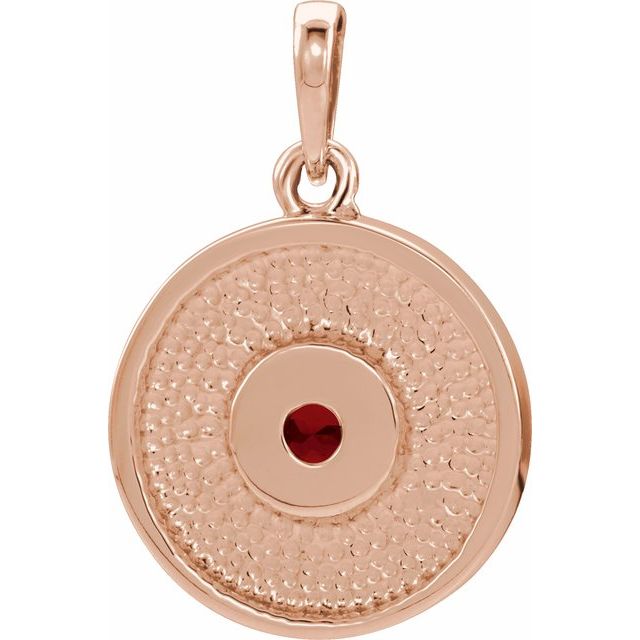 14K Rose Natural Mozambique Garnet Disc Pendant