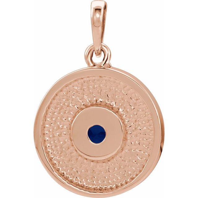 14K Rose Natural Blue Sapphire Disc Pendant