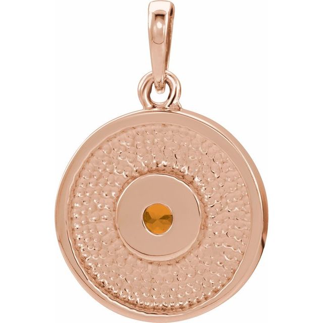 14K Rose Natural Citrine Disc Pendant