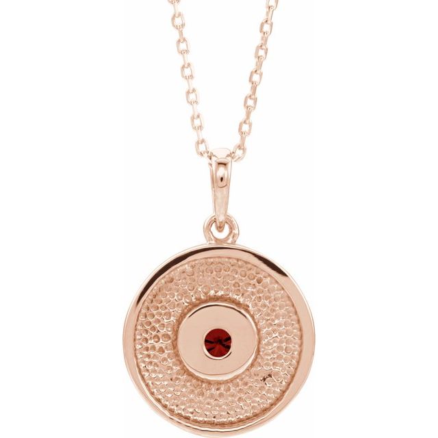 14K Rose Natural Mozambique Garnet Disc Necklace