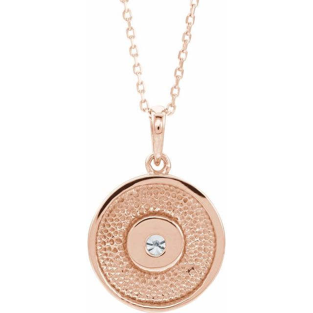 14K Rose Natural Diamond Disc Necklace