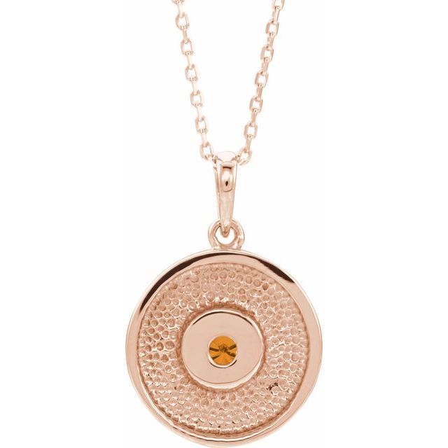 14K Rose Natural Citrine Disc Necklace