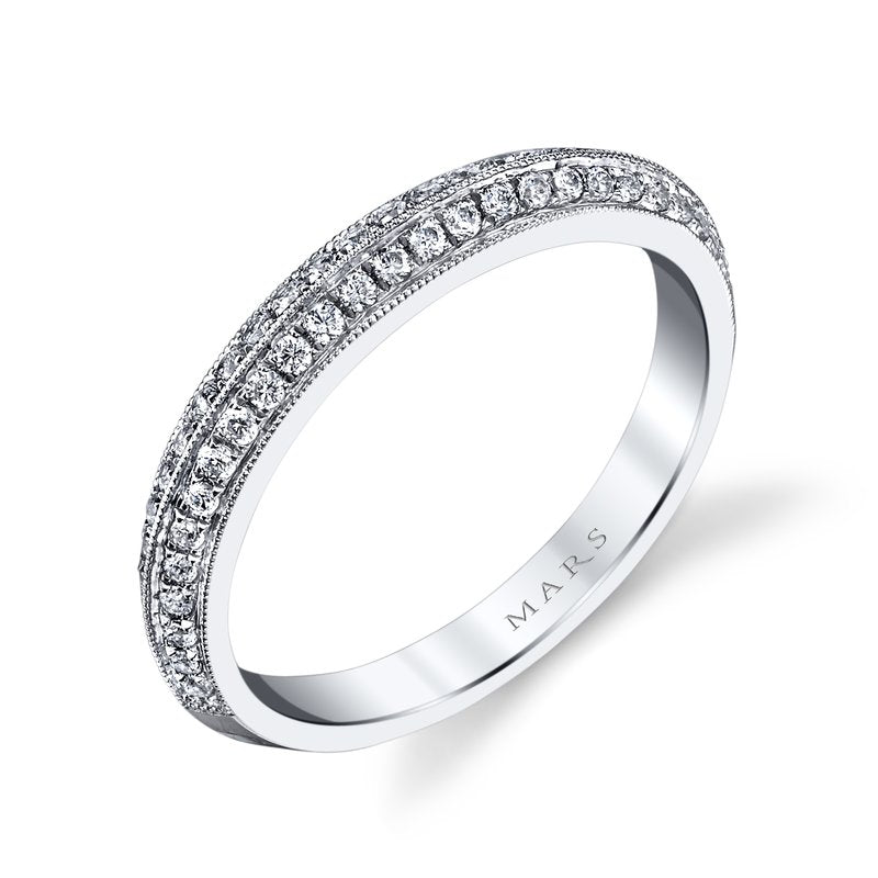 DFJ 18 Karat White Gold Pave Set Diamond Band, 0.35tw