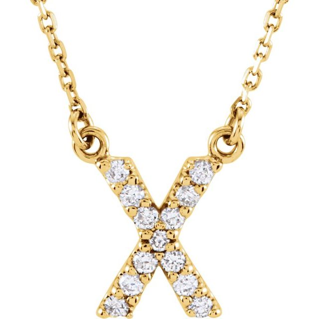 14K Rose Natural Diamond Initial V Necklace