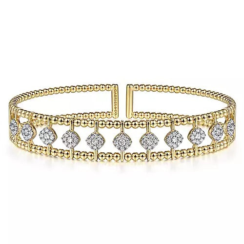 Gabriel &amp; Co. 14 Karat Yellow Gold Bujukan Diamond Cuff 0.7TWT