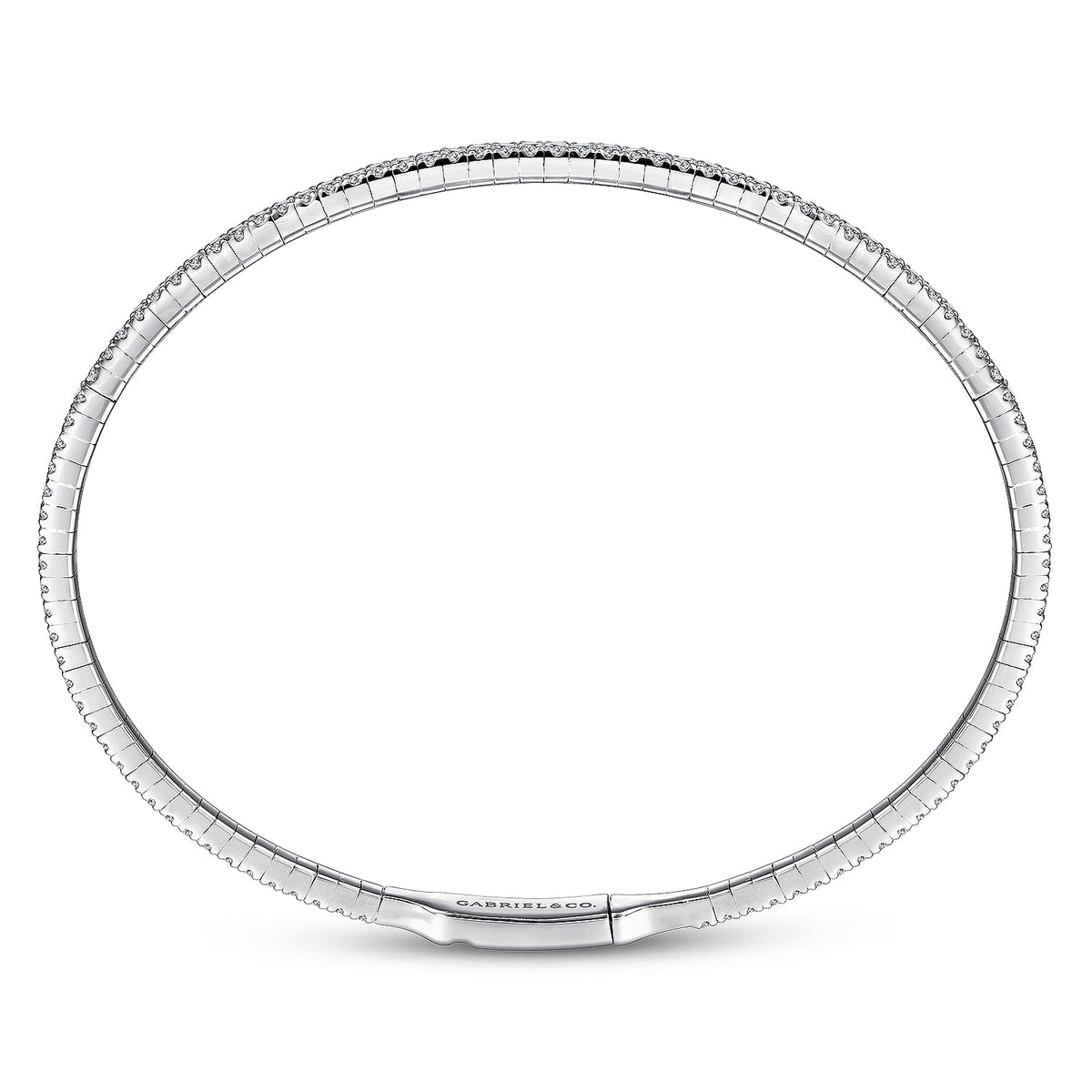 Gabriel &amp; Co. 14 Karat White Gold Diamond Eternity Bangle Bracelet 1.22TWT