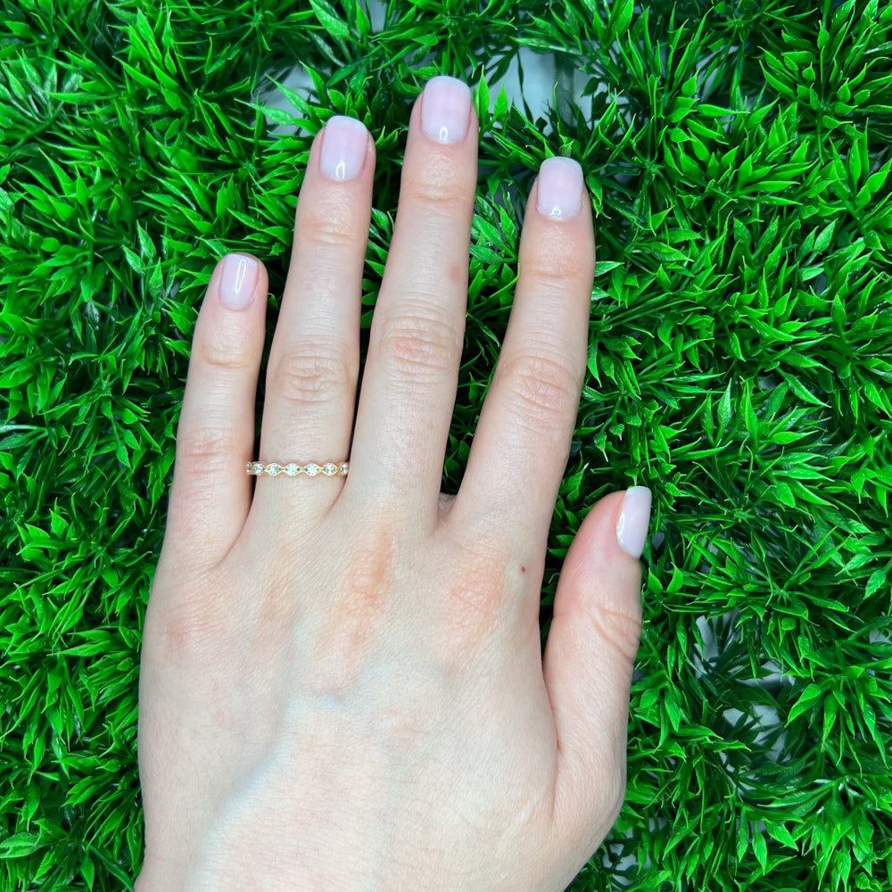 DFJ 14 Karat Rosé Gold Channel Prong Set Diamond Band, 0.5tw